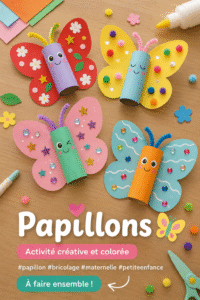 Un ensemble de papillons en papier multicolores sur une table de bricolage
