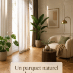 Salon chaleureux avec parquet en bâton rompu naturel