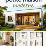 Un plan de petite maison moderne avec des lignes épurées et une façade contemporaine