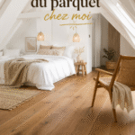 Pose de parquet dans un salon moderne avec un intérieur chaleureux.