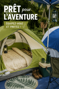 Personnes équipées pour une aventure en pleine nature, montrant divers équipements.
