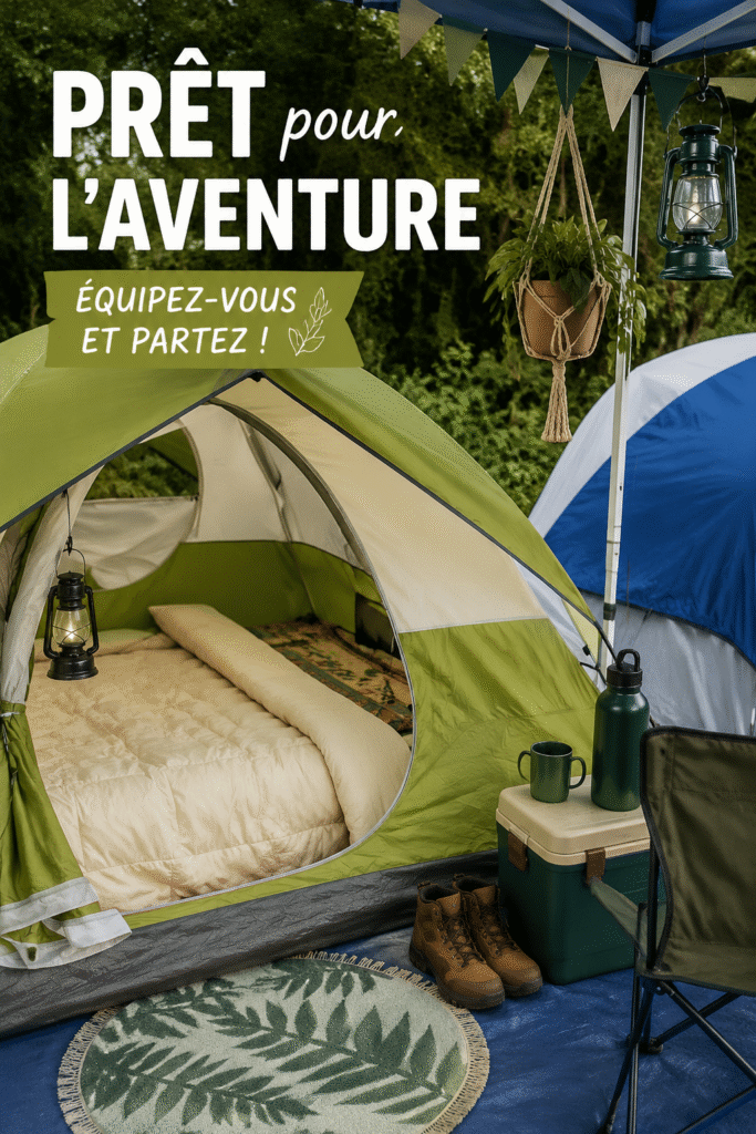 Personnes équipées pour une aventure en pleine nature, montrant divers équipements.