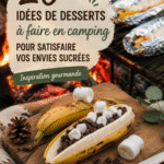 Un feu de camp avec des desserts sucrés préparés en camping