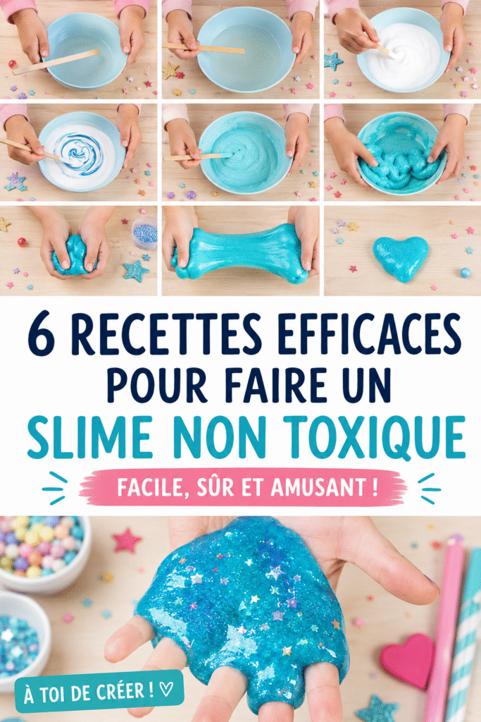 Un ensemble coloré de slime non toxique fait maison sur une table