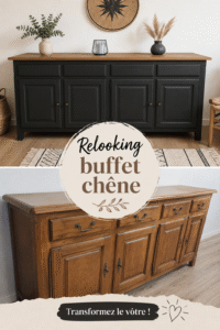 Buffet en chêne modernisé par un relooking décoratif