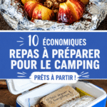 Image de plats de camping préparés à l'avance, illustrant des recettes savoureuses et pratiques.