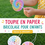 Image d'un spinner en papier coloré fabriqué par des enfants.