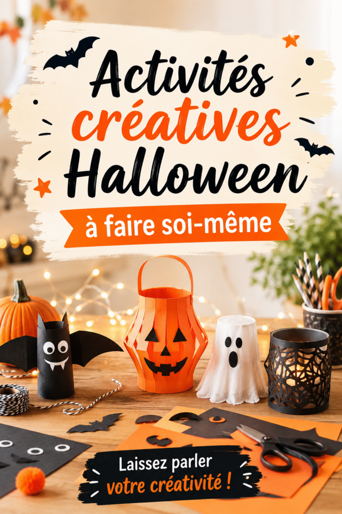 Activités créatives DIY pour Halloween avec des décorations faites maison.