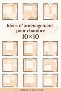 Un aménagement cosy et pratique d'une chambre de 10 m² avec un lit, un bureau et des rangements.