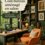 Un salon lumineux avec un coin bureau bien aménagé et cosy