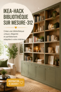 Bibliothèque sur mesure réalisée avec des meubles IKEA, moderne et élégante