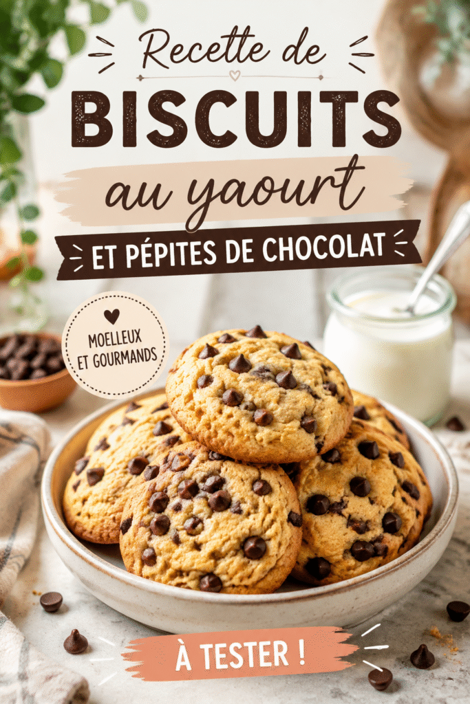 Des biscuits au yaourt avec des pépites de chocolat, sur une table de camping en pleine nature