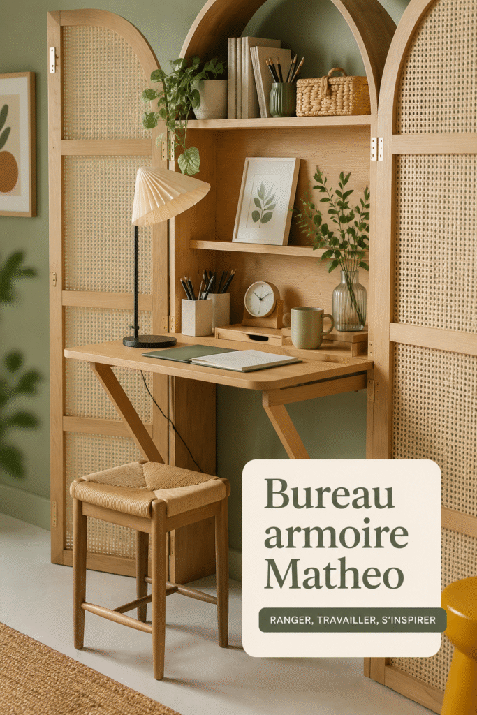 Bureau armoire Matheo élégant et pratique dans un intérieur moderne
