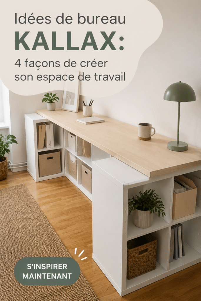 Bureau KALLAX aménagé avec des éléments déco et un espace de travail organisé.