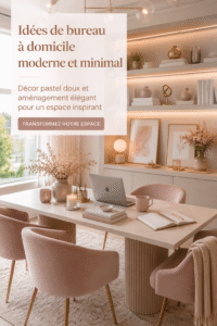Bureau moderne et minimaliste avec des accents pastel