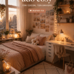Chambre d'ado cosy avec des couleurs douces et des meubles pratiques