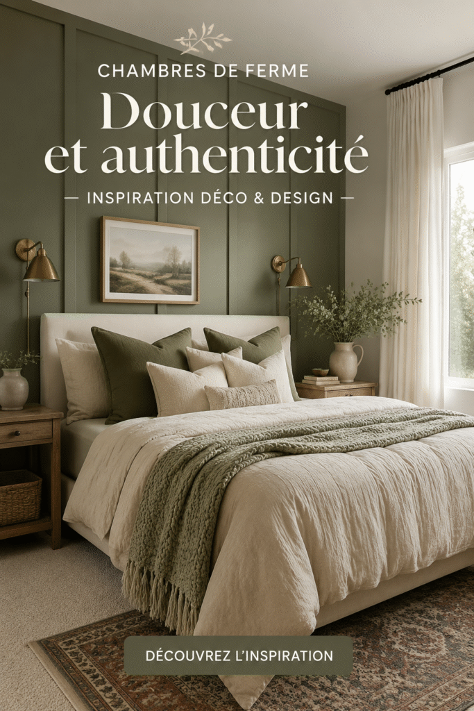 Chambre de ferme cosy avec des meubles en bois et des textiles doux