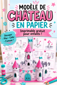 Modèle de château en papier à imprimer pour une activité DIY avec les enfants.