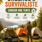 Tente colorée installée dans une forêt lors d'une sortie camping en plein air