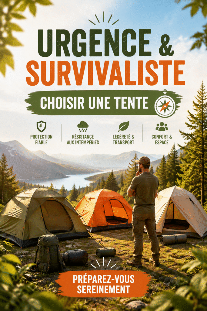 Tente colorée installée dans une forêt lors d'une sortie camping en plein air
