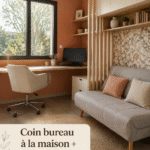 Coin bureau cosy et pratique intégré dans une chambre d'amis.
