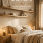 Chambre scandinave esthétique avec des tons neutres et un éclairage naturel