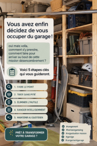 Garage propre et organisé après désencombrement