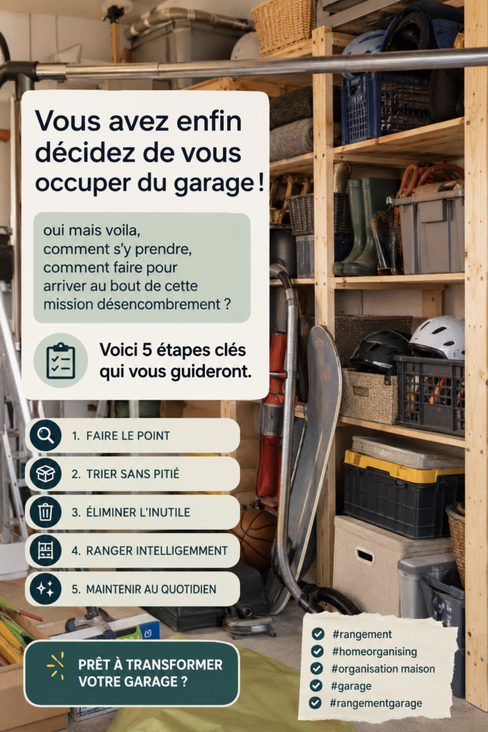 Garage propre et organisé après désencombrement
