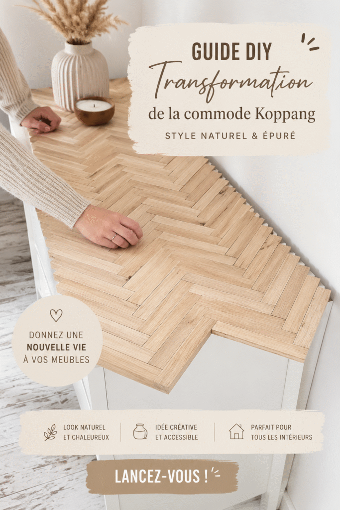 Une commode Koppang relookée avec des couleurs vives et des motifs modernes.