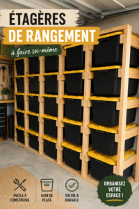 Étagères en bois DIY dans un espace de rangement