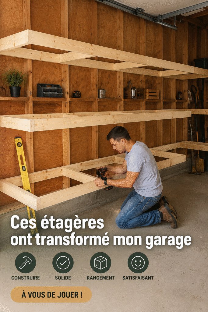 Étagères de garage en bois bien organisées