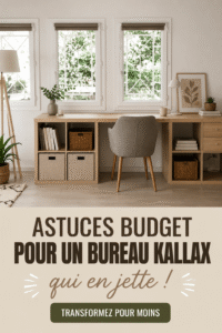Aménagement d'un bureau élégant avec une bibliothèque Kallax et des accessoires pratiques.