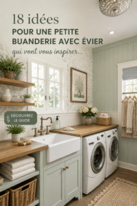 Aménagement d'une buanderie moderne avec évier et rangement pratique