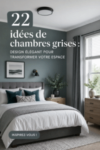 Chambre avec une décoration grise élégante et moderne.