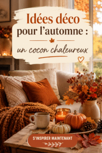 Intérieur cosy avec décoration automnale, coussins et bougies