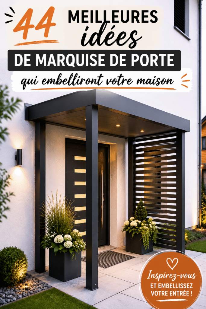 Une belle marquise de porte en bois décoratif sur un mur extérieur.