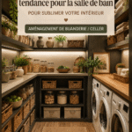 Salle de bain moderne avec un papier peint tendance et élégant