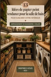 Salle de bain moderne avec un papier peint tendance et élégant