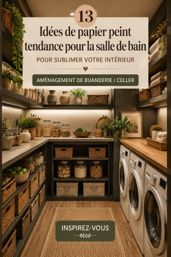 Salle de bain moderne avec un papier peint tendance et élégant