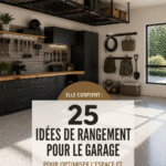 Un camping bien organisé avec rangement efficace pour équipement et cuisine.