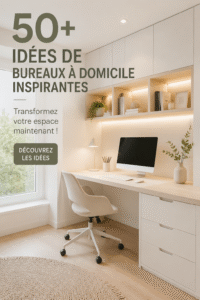 Un bureau à domicile décoré avec goût, alliant confort et fonctionnalité, parfait pour travailler dans un cadre agréable.