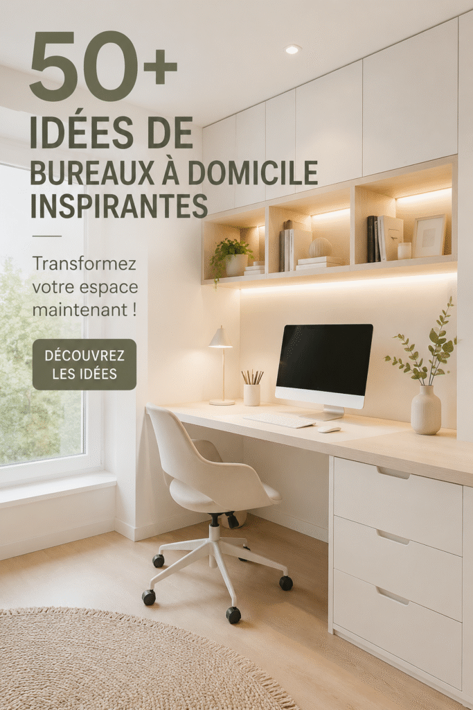 Un bureau à domicile décoré avec goût, alliant confort et fonctionnalité, parfait pour travailler dans un cadre agréable.