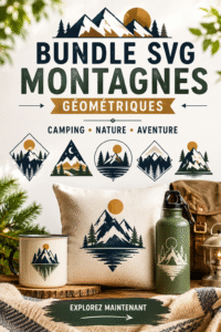 Un espace camping décoré avec des motifs géométriques et naturels