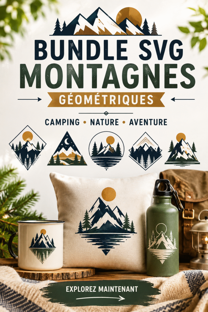 Un espace camping décoré avec des motifs géométriques et naturels