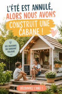 Image d'une maison de jeu colorée dans un jardin en été.