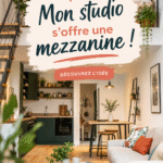 Mezzanine dans un studio moderne offrant un espace de vie chaleureux