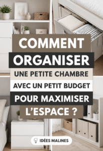Une petite chambre bien organisée avec des meubles multifonctionnels et un décor chaleureux.