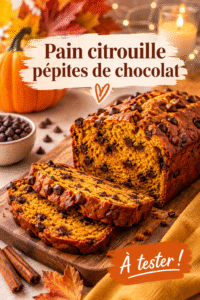 Pain à la citrouille et pépites de chocolat sur une nappe de pique-nique