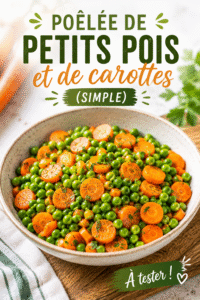 Poêlée de petits pois et carottes cuisinée en extérieur pendant un camping.