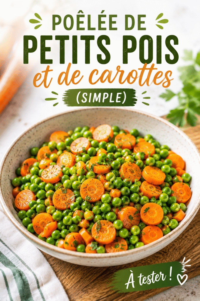 Poêlée de petits pois et carottes cuisinée en extérieur pendant un camping.